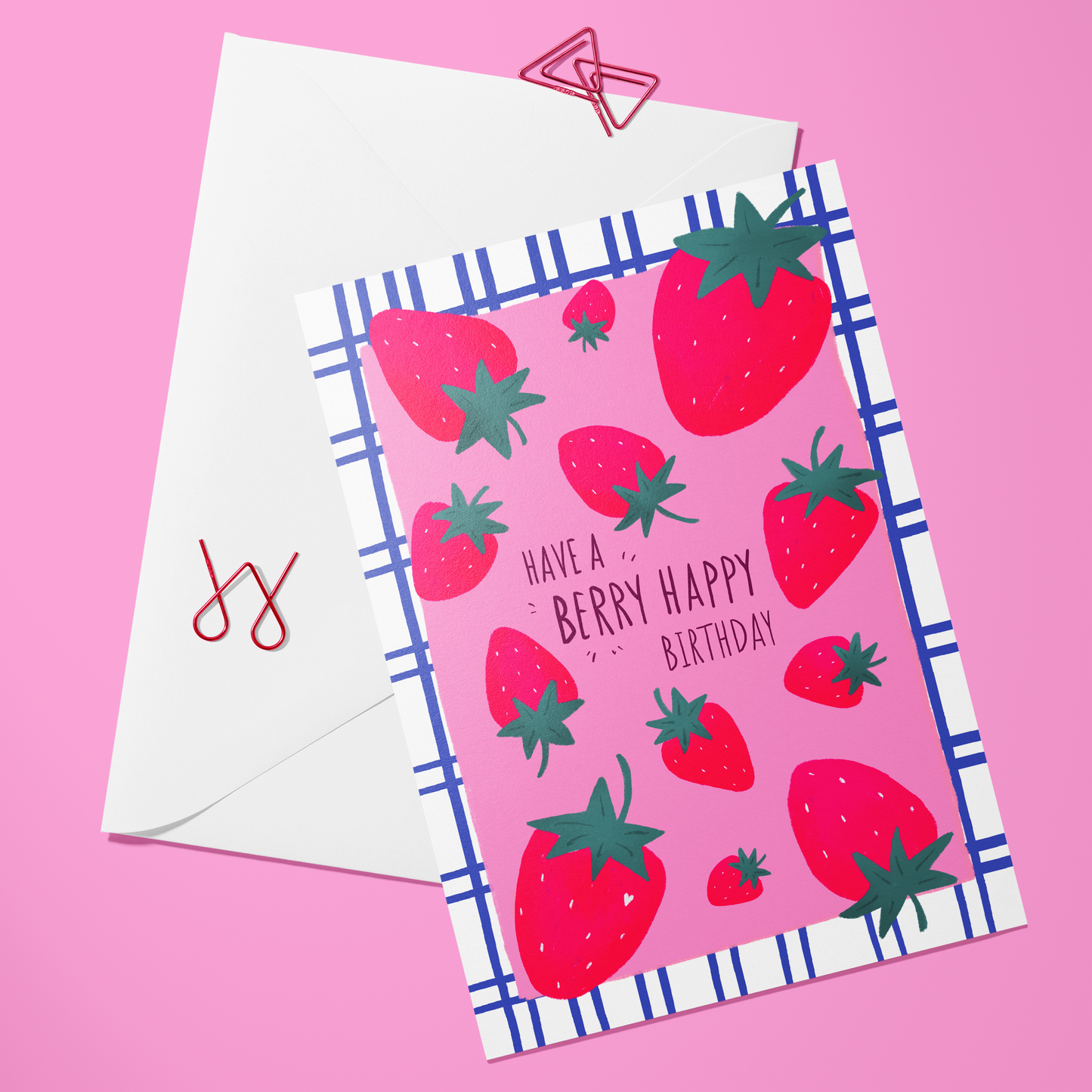 Have a Berry Happy Birthday – Strawberry Greeting Card A6.
