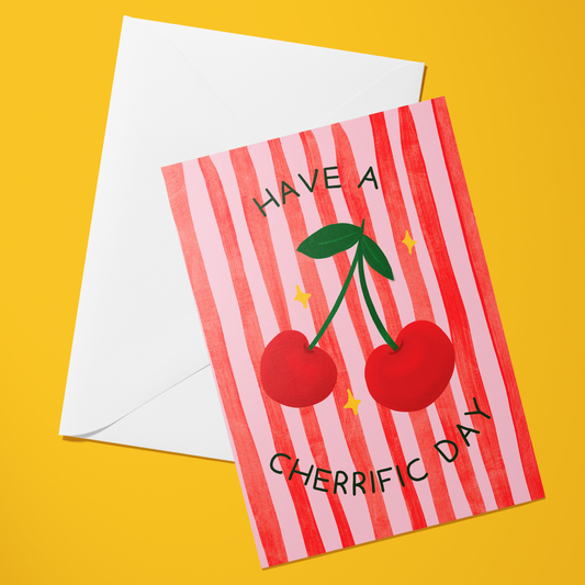 Have a Cherrific Day – Cherry Pun Greeting Card (A6).