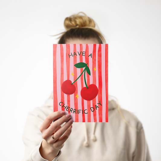 Have a Cherrific Day – Cherry Pun Greeting Card (A6).