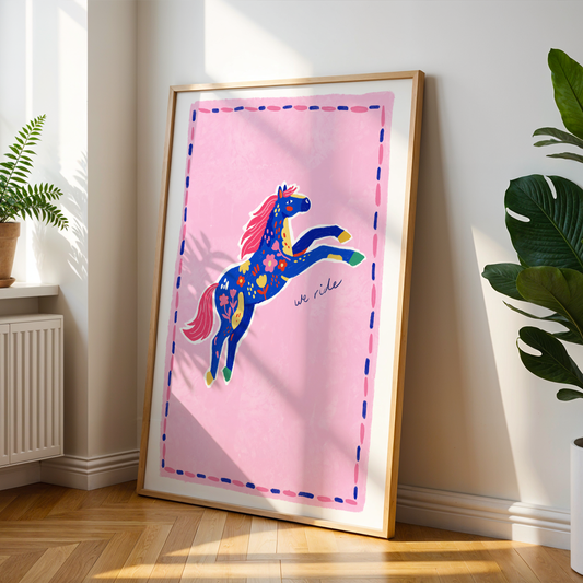 Year Of The Horse Whimsical Floral Horse Art Print