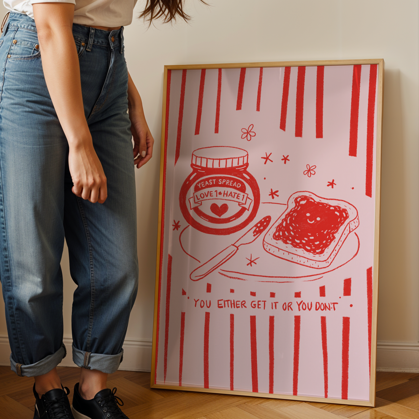 You Either Get It Or You Don’t – Pink & Red Kitchen Art Print